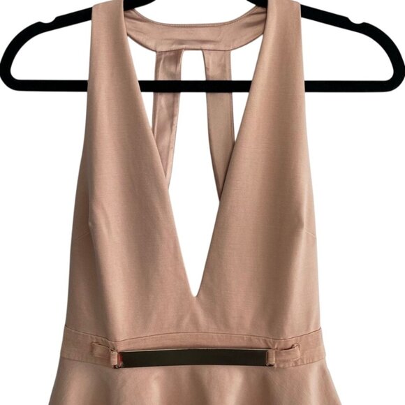 Marciano Womens Dusty Pink Peplum Top Plunging Neckline Metal Detail Backless - Picture 2 of 12